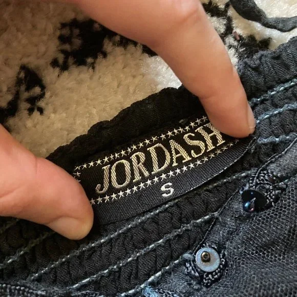 Jordash Black Gothic Mesh Beaded Dress, Size S, y2k style - Picture 5 of 7